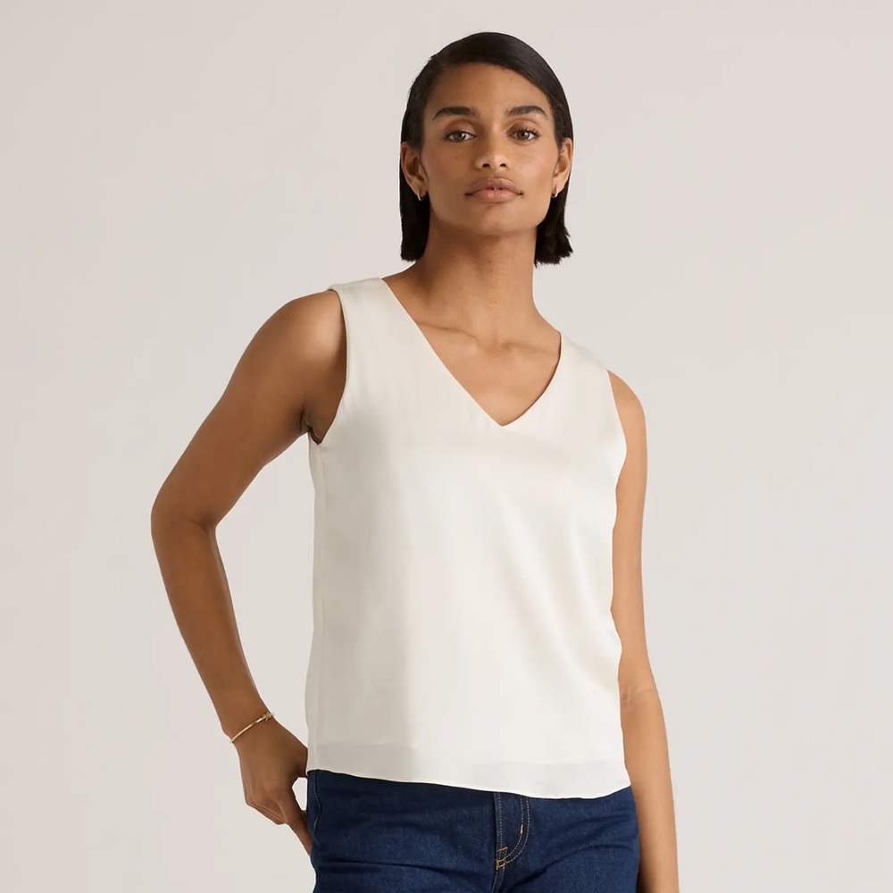 Quince Ivory Washable Stretch Silk Tank size medium